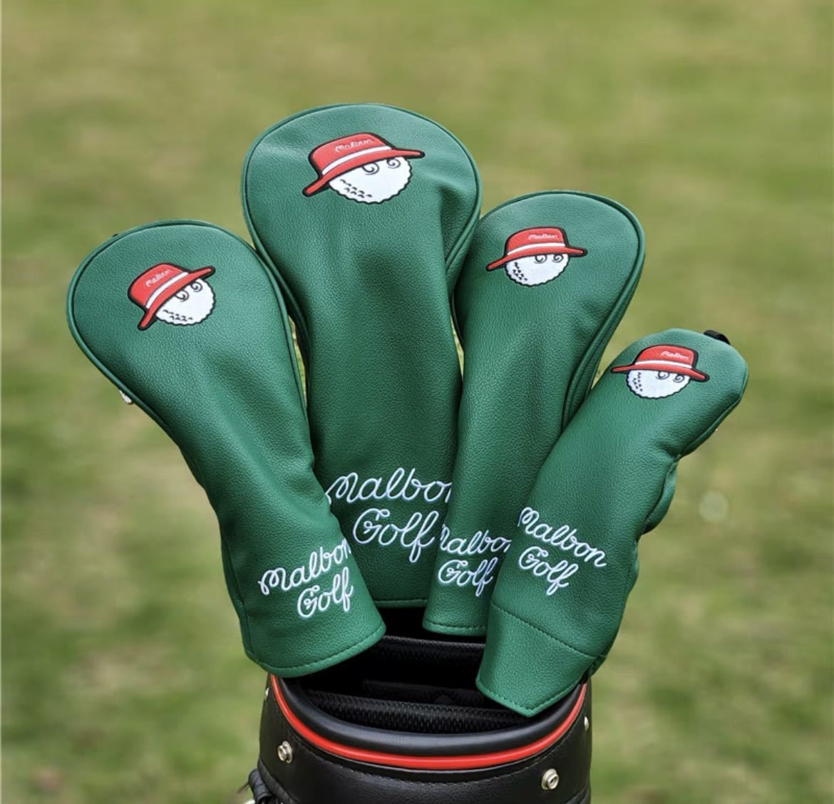 新品 4個セット Malbon Golf マルボン ゴルフ ヘッドカバー グリーン