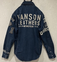 ＊バンソン vanson 刺繍 ワッペン デニム 長袖シャツ トップス M　　　　　　　　BJBC.AJ_画像1