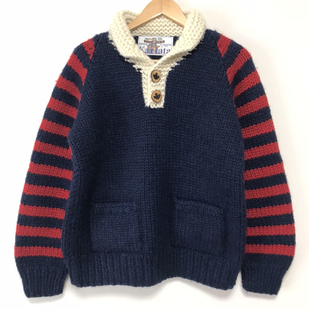 ピュアバージンウール CANADIAN SWEATER M位カナダ製カウチンセーター