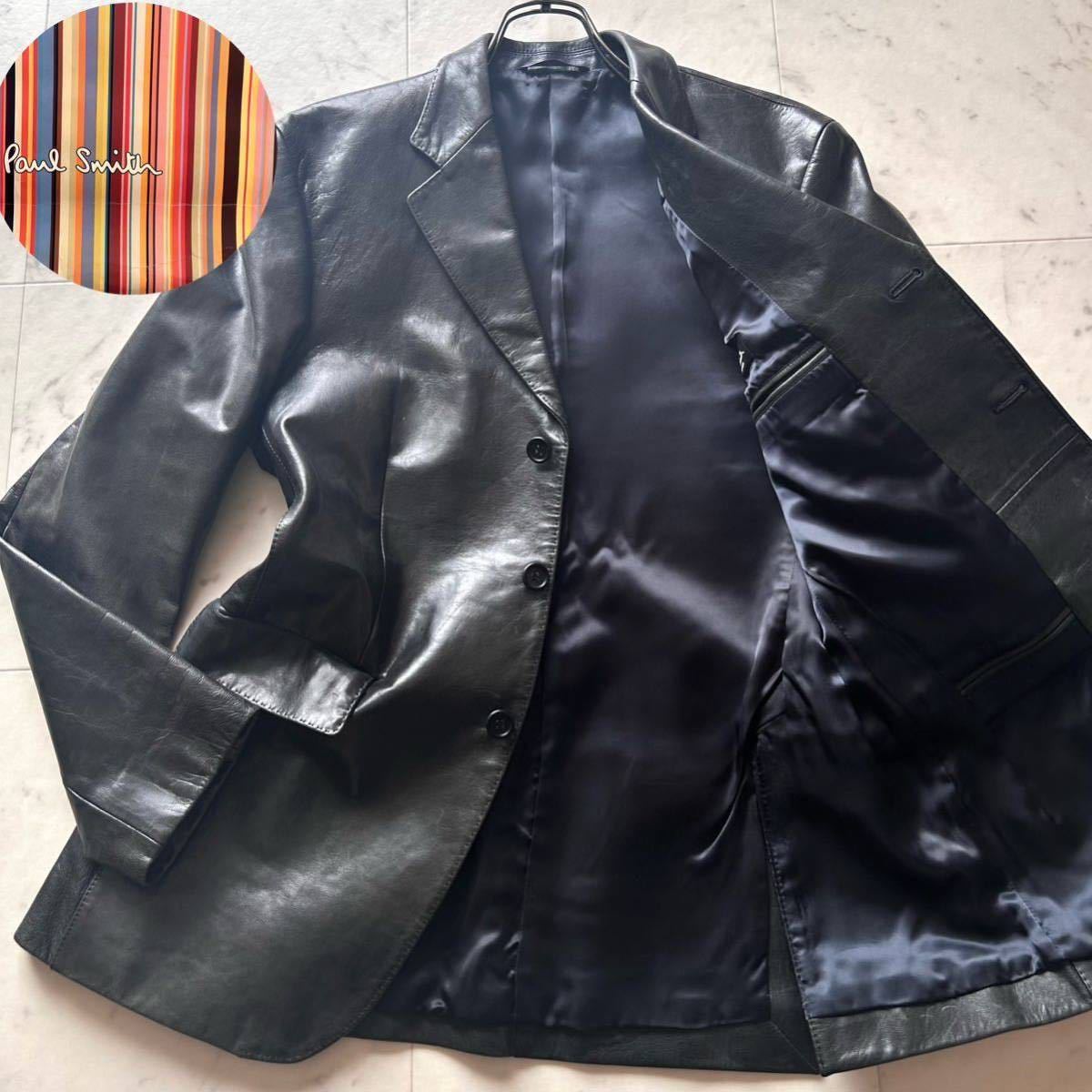 ポールスミスロンドン レザージャケット 牛革 黒 XL サイズ ビンテージ-