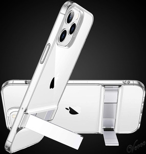 【クリア メタルキックスタンド】 iPhone 12 Pro Max ケース 6.7インチ 2WAYスタンド TPU 縦置 横置 カバー 保護 耐衝撃 ワイヤレス充電