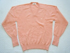 マンシング　MUNSINGWEAR　GRANDSLAM　1886　カジュアル&ゴルフ用Vネックウールセーター　ピンク色　サイズ M　 ジロンラムウール50％使用