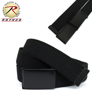 [送料260円]ROTHCO 新品 ミリタリーフリップベルト(BLACK) コットン キャンバス GI BELT 大きいサイズ ミリタリー 無地