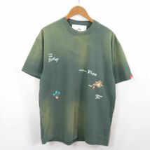 美品 JUNGLES ヴィンテージ加工 刺繍 Tシャツ sizeL/ジャングルス 　1005_画像1