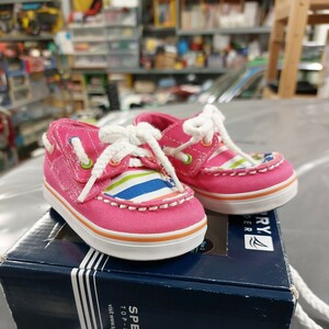 ◆とってもキュートな、SPERRY　TOP-SIDER　トップサイダー　BAHAMA　JR　CRIB　PINK　STRIP　GIRLS　幼児サイズ