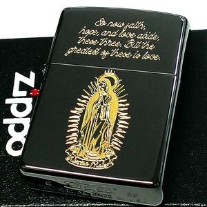 ZIPPO マリア ジッポ ライター ブラックニッケル 黒金 Maria 彫刻 御守り かっこいい 聖母マリア様 おしゃれ 金差し メンズ ゴールド