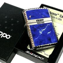 ZIPPO ライター アーマー ジッポ ロゴ クロスカット おしゃれ 両面加工 クロスコーナーカット 青 ブルー マーブル_画像6