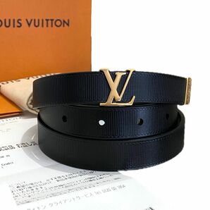 ルイヴィトン LOUIS VUITTON ベルト ブラック ゴールド カーフ レザーベルト