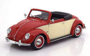 KK-Scale 1/18 フォルクスワーゲン ビートル カブリオレ レッド/ベージュ 1949 VOLKSWAGEN BEETLE CABRIOLET HEBMUELLER KKDC180111