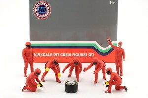 アメリカン ジオラマ 1/18 ピットクルー セットIII レッド フィギア 7体セット American Diorama Pit Crew Metal Figures Set