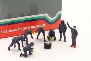 アメリカン ジオラマ 1/43 ピットクルー セットIII ブルー フィギア 7体セット American Diorama Pit Crew Metal Figures Set