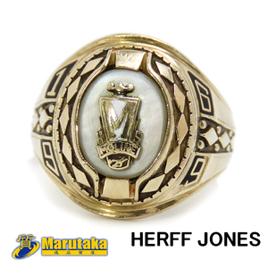 送料無料 10K カレッジリング 13号 1969年 HJ社 ハーフジョンズ MOLINE HS ヴィンテージ アンティーク メンズ 指輪 23k147-2