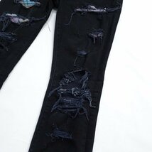 【1円】アミリ AMIRI ブラック デニム パンツ スキニージーンズ クラッシュ ダメージ加工 パッチワーク 28サイズ W70cm ストレッチ_画像6