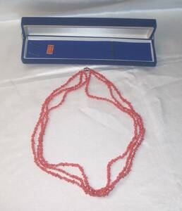  unused *book@../ coral * red series 3 ream necklace box attaching length 54./ weight 40g*hg387