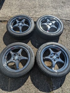 ガンメタ　165/55R15 15インチ　4穴　+45　100 5J 5ZIGEN FN01R-C BRIDGESTONE POTENZA RE004 Adrenalin　4本セット　　　