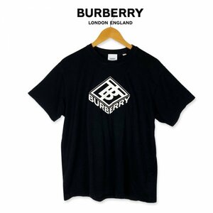 ★美品★BURBERRY LONDON バーバリーロンドン Tシャツ 半袖 ブラック サイズS 8021831 LOGO GRAPHIC COTTON T-SHIRT グラフィック プリント