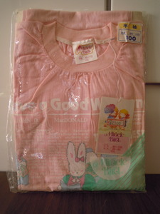 [ three ] Kids * unused Miracle Bird short sleeves Night wear top and bottom set ... pink *100 rare hard-to-find rare thing Showa Retro 