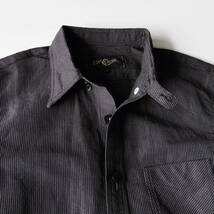 試着のみ LOST CONTROL Stripe Work Shirt ロストコントロール 隠しボタンダウンストライプワークシャツ 1 ブラック系 オールシーズン 長袖_画像4