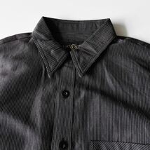 試着のみ LOST CONTROL Stripe Work Shirt ロストコントロール 隠しボタンダウンストライプワークシャツ 1 ブラック系 オールシーズン 長袖_画像3