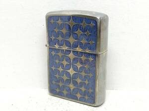 D9-145　ZIPPO/ジッポー　オイルライター　アーマー　スターダイヤ両面加工　銀メッキ/シルバー　E/04【中古品】