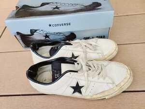 希少 廃盤 良品 CONVERSE ONE STAR コンバース ワンスター レザースニーカー 白×黒 US7 1/2 JP26.0cm