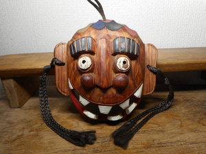 韓国　トケビ　妖怪　木彫り　面　トッケビ　朝鮮　お面　マスク　木製　ビンテージ