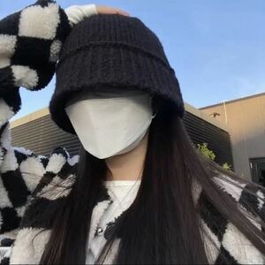 シンプルなニット帽 バケットハット バケハ 帽子 ブラック ニットキャップ 男女兼用 新品 匿名&即日発送！
