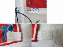 ◆42.GUCCI グッチ Bicicletta Ordinary 1879 自転車柄 100% シルク 大判ハンカチ スカーフ/中古_画像10