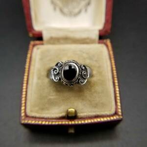  Vintage ring ring 925 silver color stone a-ru deco stamp sterling Showa Retro YNA7