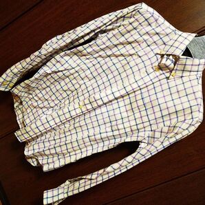 ビサルノ visaruno シャツ サイズS 白 青・紫コンビのチェック柄