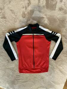 【中古】パールイズミ(Pearl Izumi) ジャージ〈ハザード〉 RED　秋・冬・春 [長袖] Lサイズ　袖／Black・White