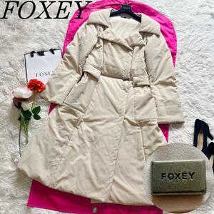 [ прекрасный товар ]FOXEY NEW YORK 2way длинный пуховик бежевый 40 Foxey New York L с хлопком 