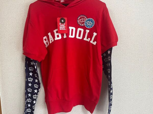 新品 ベビードール 長袖 パーカー 赤 S BABYDOLL