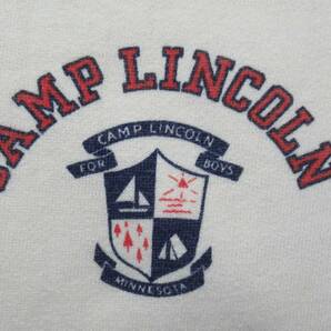 70'S VINTAGE USA古着★Champion/チャンピオン◎スウェット 半袖 バータグ 中期 CAMP LINCOLN キャンプリンカーン 染み込みプリントの画像6