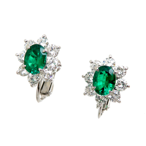 [Ginza Store] Нес -бренд не -бренд PT900 Emerald Diamond Serrings Pt900 Platinum Ladies DH77564