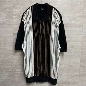 STUSSY ステューシー TEXTURED SS POLO SWEATER ニットポロ L 【中目黒b10】