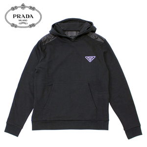 送料無料 2 PRADA プラダ UJL20A 10UF F0002 ブラック ロゴ パーカー フーディ size S