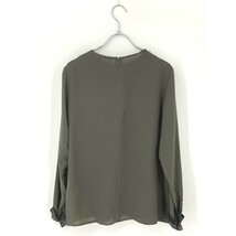 A8321/極美品 春夏 theory luxe セオリーリュクス トリアセテート クルーネック 長袖 Tシャツ カットソー ブラウス 38 M程 緑/レディース_画像2