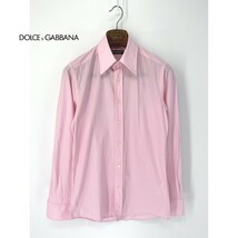 A6737/春夏 DOLCE&GABBANA ドルチェ＆ガッバーナ コットン カジュアル 長袖 ドレス カッター Yシャツ 39 M程 ピンク/イタリア製 メンズ_画像1