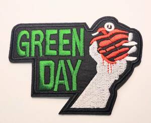 送料無料　グリーンデイ　GREENDAY　ハート　ロックバンド　アイロン　刺繍　ワッペン　アメリカン雑貨　スマアク