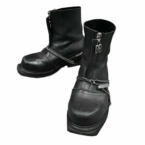 DIRK BIKKEMBERGS 【men3391I】 ロゴチェーンDBフロントジップスクエアトゥアンクルブーツ Archive 90s シューズ ダークビッケンバーグ AR