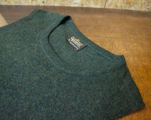 送料370円可★USA古着PURITANピューリタン★70年代Uネックニットベスト★アメカジアメトラPURE NEW WOOL★ラムウール100%サイズL緑系