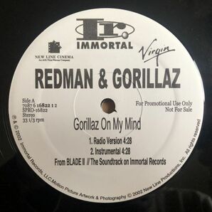 ◇Redman & Gorillaz/GORILLAZ ON MY MIND【2002/USプロモ盤/12inch】の画像2