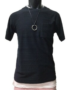 1円！メンズ ネックレス付きTシャツ3点セット　タンクトップTシャツ　柄Tシャツ　黒　 M 　00116