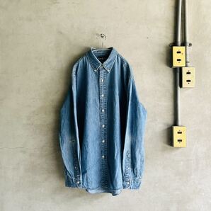 90s 90年代 00s 2000年代 ラルフローレン Ralph Lauren カスタムフィット デニムシャツ BD ボタンダウン ビンテージ フィリピン製 USA古着