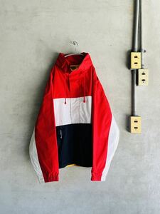 90s 90 period Nautica NAUTICAse- ring reversible nylon jacket blouson tricolor Vintage USA old clothes outdoor 