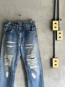 80s 80年代 リーバイス levis 40505 0215 505 オレンジタブ Rタブ クラッシュ ダメージ ボロ デニム パンツ USA 古着 w30 ビンテージ レア