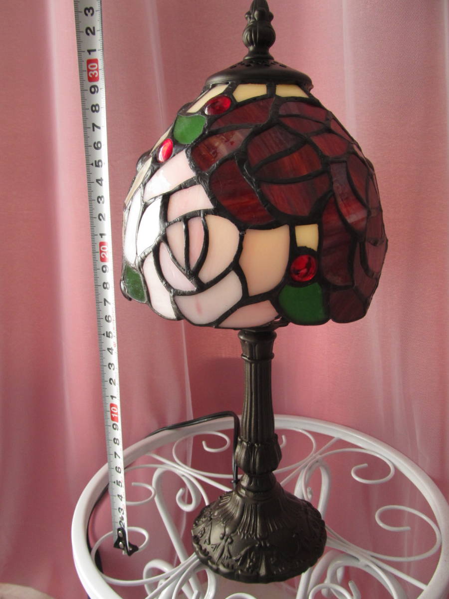 Lámpara de vitral con soporte de iluminación, rosa, rojo, rosa claro, artesanía, artesanías, Artesanías De Vidrio, Vitral