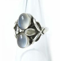 美品△Georg Jensen ジョージジェンセン 48 ムーンライト ブロッサム SV925 ムーンストーン リング 指輪 13号 5.6g シルバー×ブルーグレー_画像1