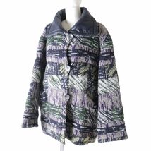 美品★MISSONI ミッソーニ 織柄 マルチ×無地 リバーシブル 中綿入り ニットジャケット マルチ×ブラック M レディース イタリア製 冬物◎_画像1